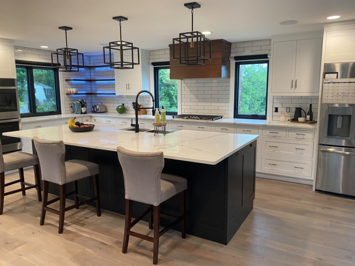 Designer Stone quartz countertop in kitchen.